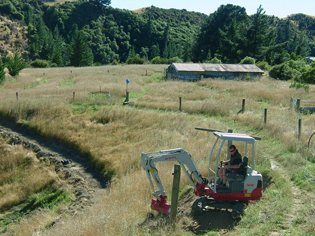 Leveling the ground under the washing line